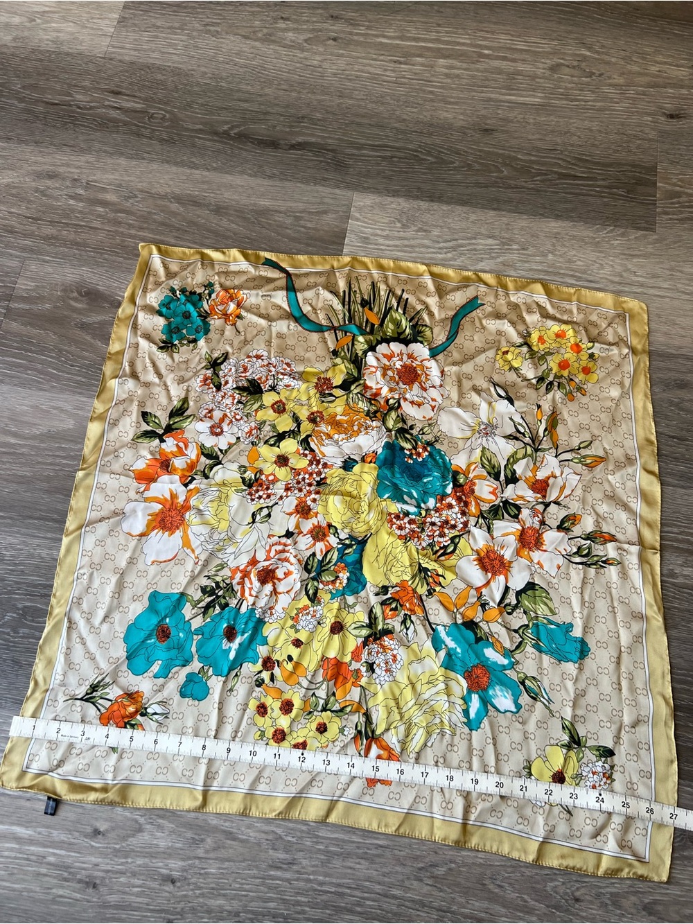 Women Silky and soft 
Floral Scarf - Yellow, Teal & Orange
